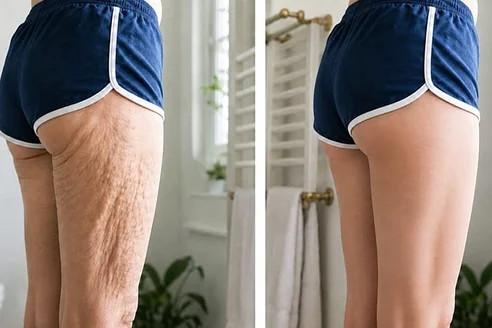 Piel de glúteos y cadera antes y después